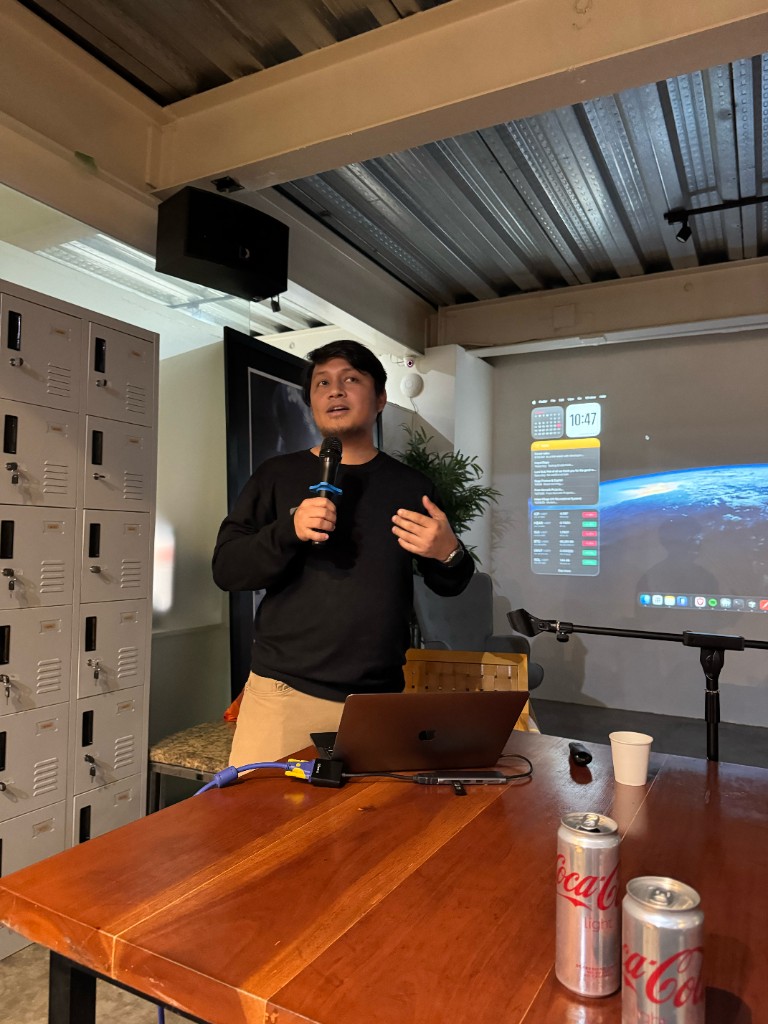 Speaker presenting 3D Snake game demo